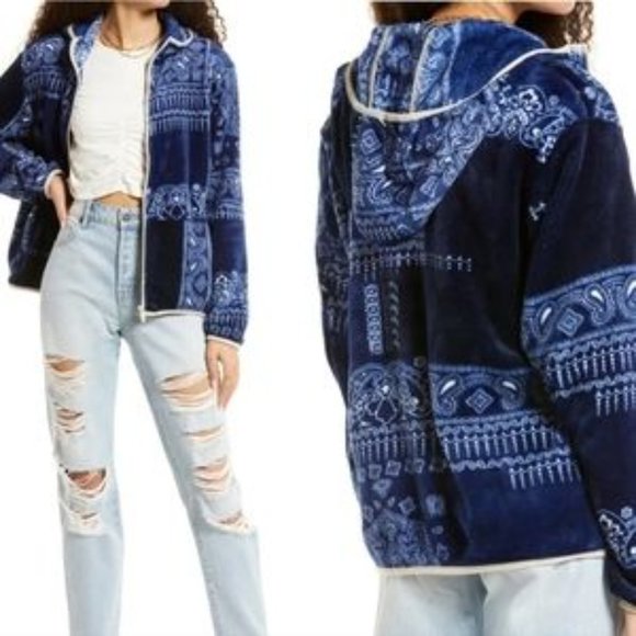 NWT Fleece Shearling BP Bandana Hoodie Jacket XS - Picture 2 of 2